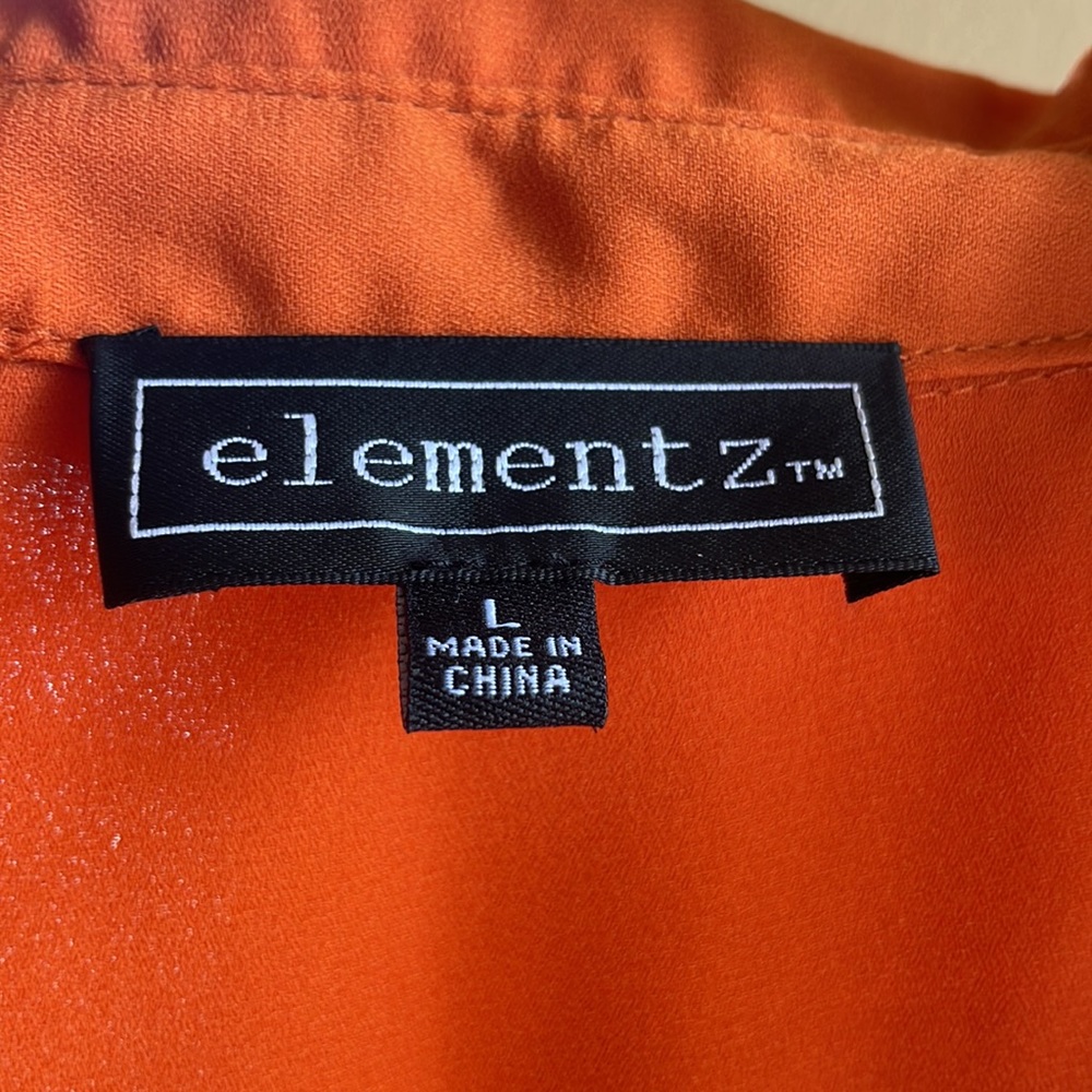 Elements, Size L Orange 100% Polyester Button Dow… - image 4